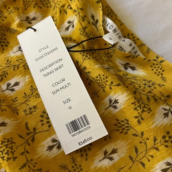 NWT Veronica BeardTaras Ruched Cotton/Silk Ruffle Skirt - Picture 4 of 4